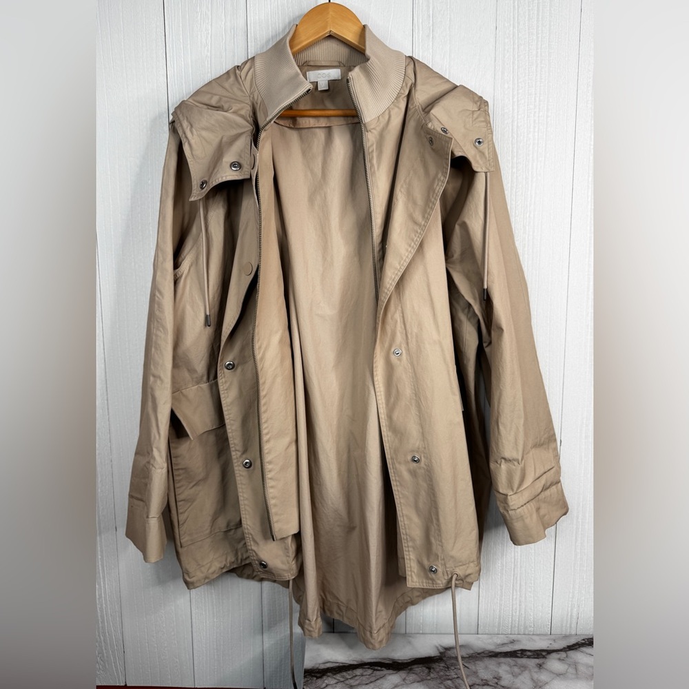 COS Women's Beige Hooded Cotton Parka Jacket